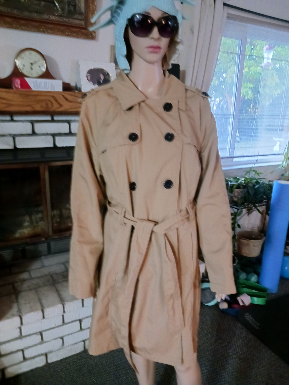 Merona Tan Double-Breasted Trench Coat with Belt